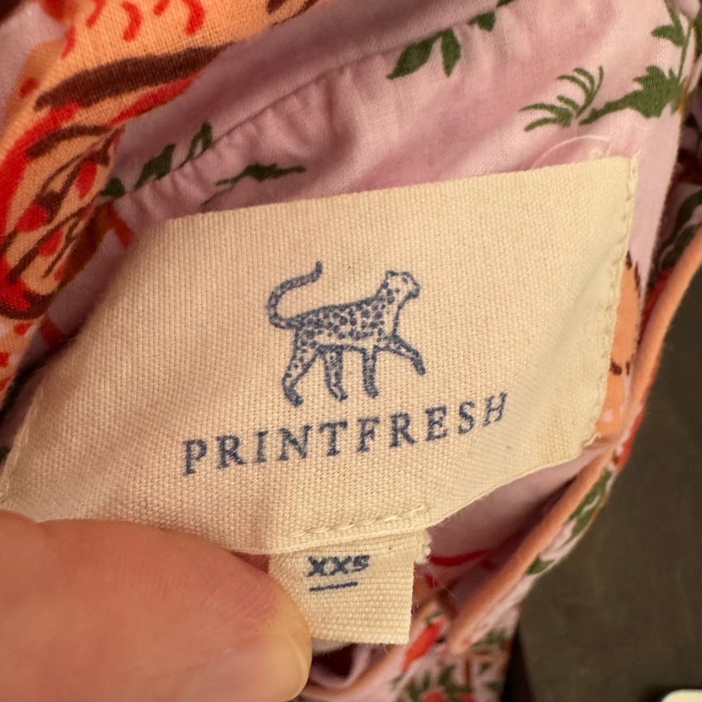 PRINTFRESH 100% Organic Cotton Top & Cropped Pants Hen House Ballet Pink XXS GUC - Picture 13 of 14